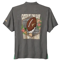 Chemise boutonnée grise Tommy Bahama pour homme, motif « Attrape du jour » des Houston Texans, IslandZone