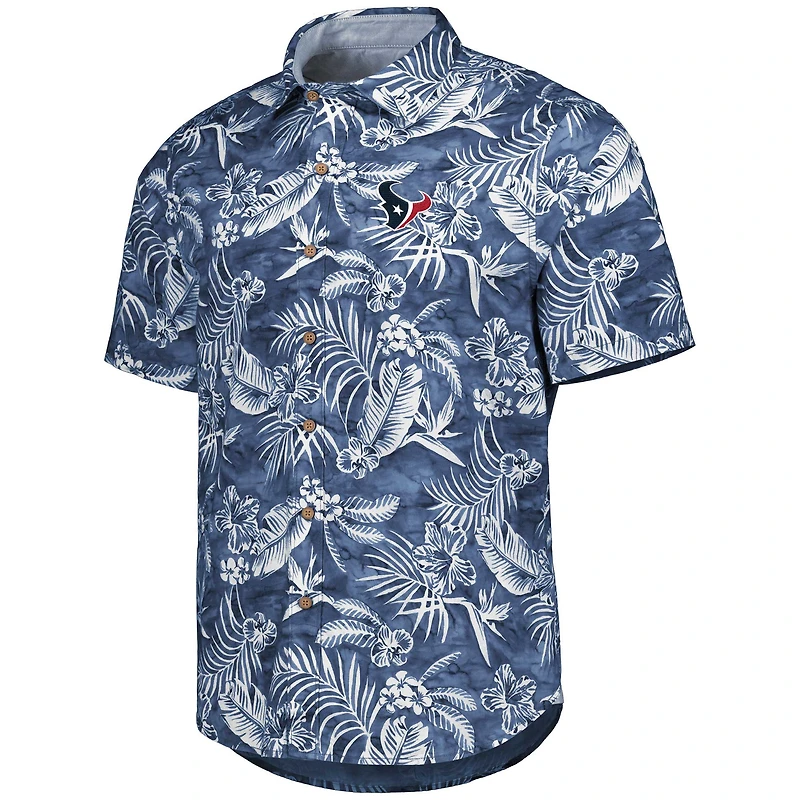 Chemise Houston Texans Aqua Lush entièrement boutonnée Tommy Bahama pour homme, bleu marine