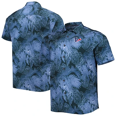 Chemise boutonnée pour homme Tommy Bahama Navy Houston Texans Big & Tall Coast Luminescent Fronds Camp IslandZone