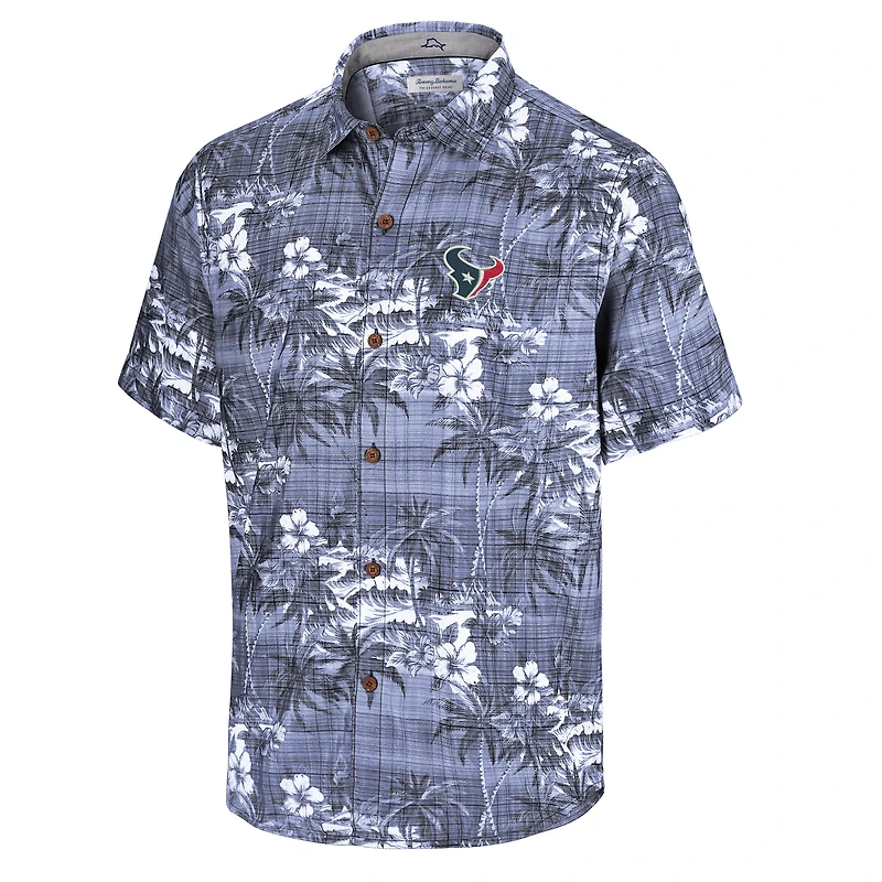 Men's Tommy Bahama Navy Houston Texans Coconut Point Isla Palmetta Camp Button-Up Shirt