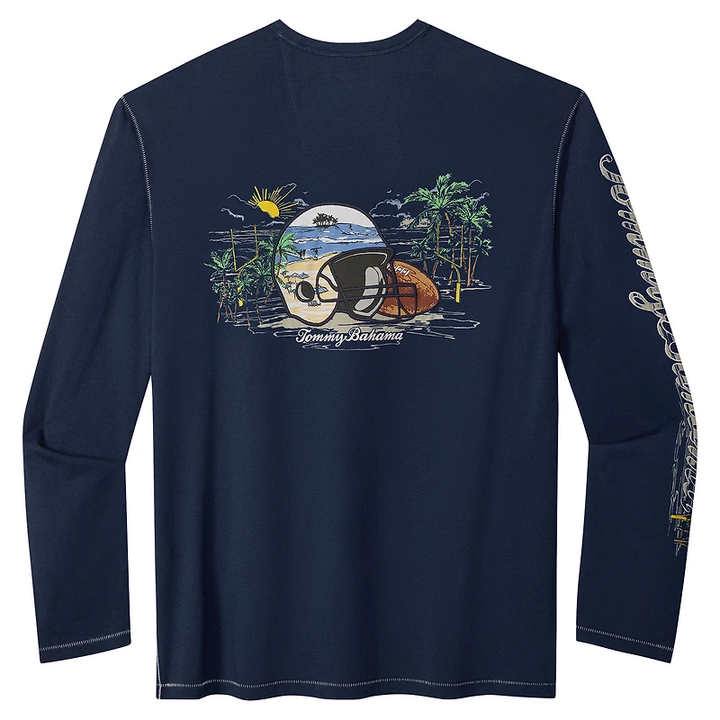 T-shirt à manches longues Tommy Bahama bleu marine Houston Texans Oasis Endzone Lux pour homme
