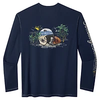 T-shirt à manches longues Tommy Bahama bleu marine Houston Texans Oasis Endzone Lux pour homme