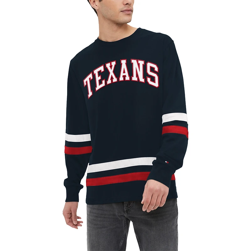 T-shirt à manches longues Tommy Hilfiger bleu marine/rouge Houston Texans Nolan pour hommes