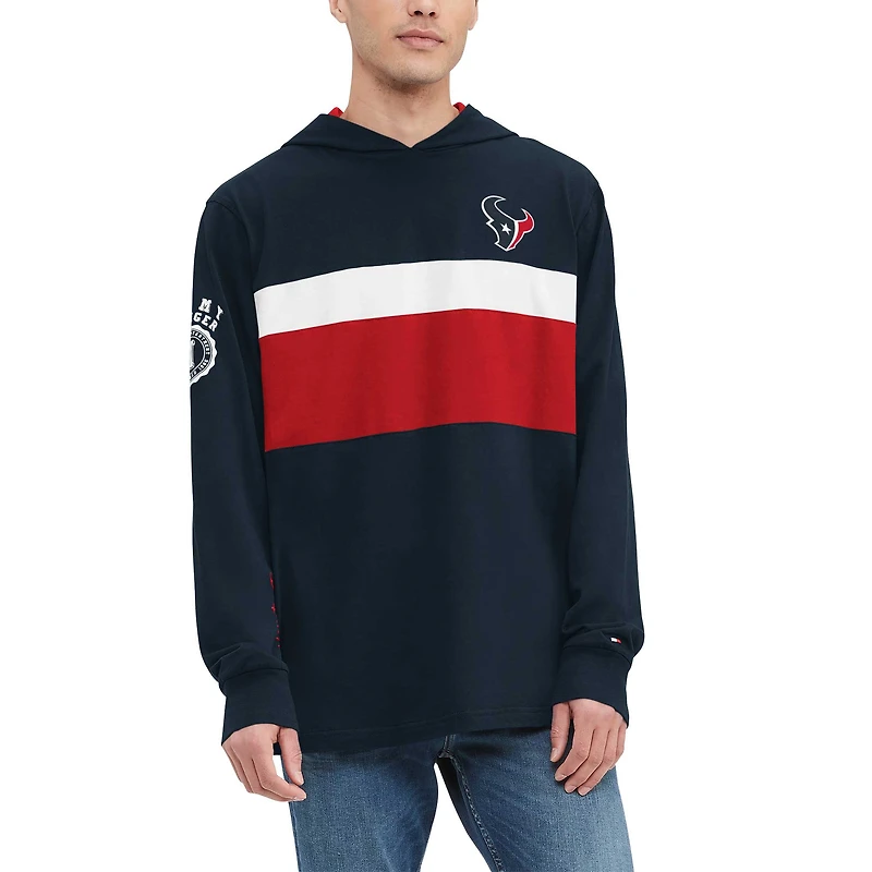 T-shirt à capuche manches longues Tommy Hilfiger bleu marine Houston Texans Morgan pour hommes