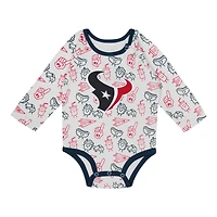 Newborn & Infant Houston Texans Little Champ Long Sleeve Bodysuit, Pants Cuffed Knit Hat 3-Piece Set