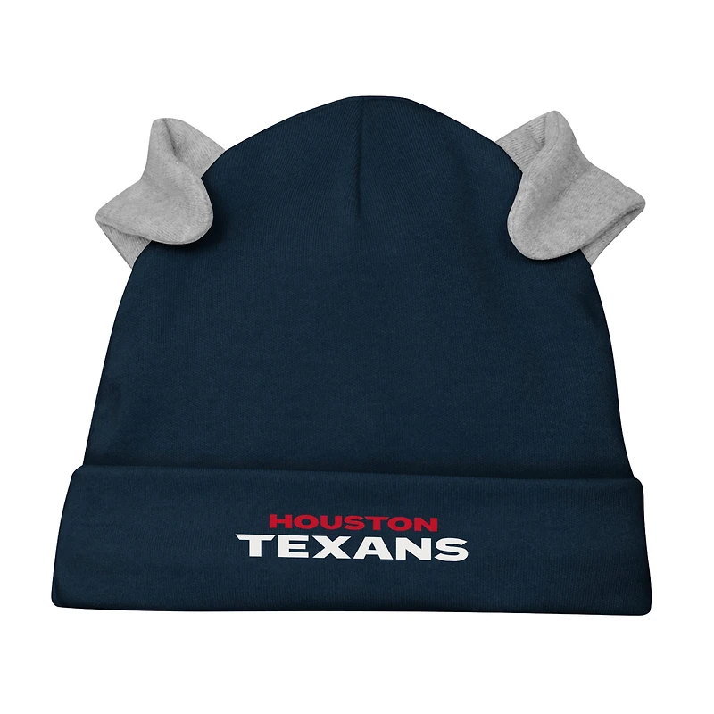 Ensemble 3 pièces body, pantalon et bonnet en tricot à revers Little Champ pour nouveau-né nourrisson des Houston Texans