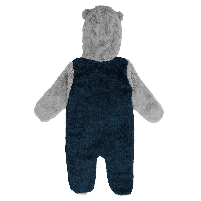 Grenouillère en polaire à fermeture éclair intégrale pour nouveau-né et nourrisson, motif Houston Texans Game Nap Teddy, bleu marine