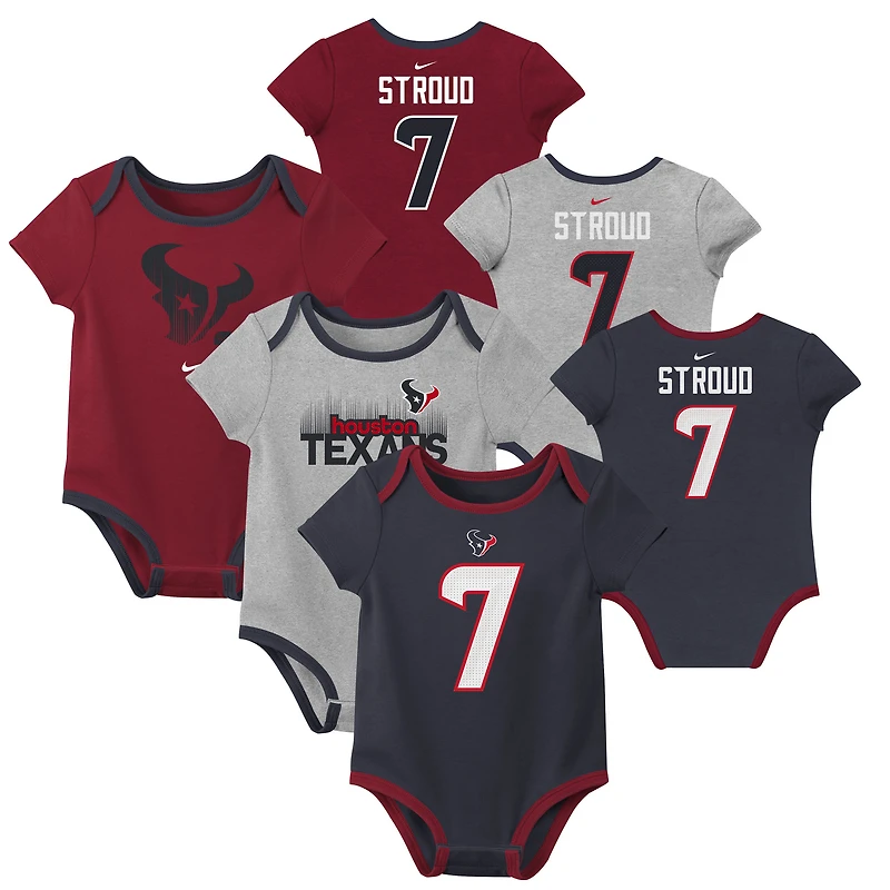 Ensemble de 3 bodies Nike pour nouveau-né et bébé avec nom numéro C.J. Stroud des Houston Texans
