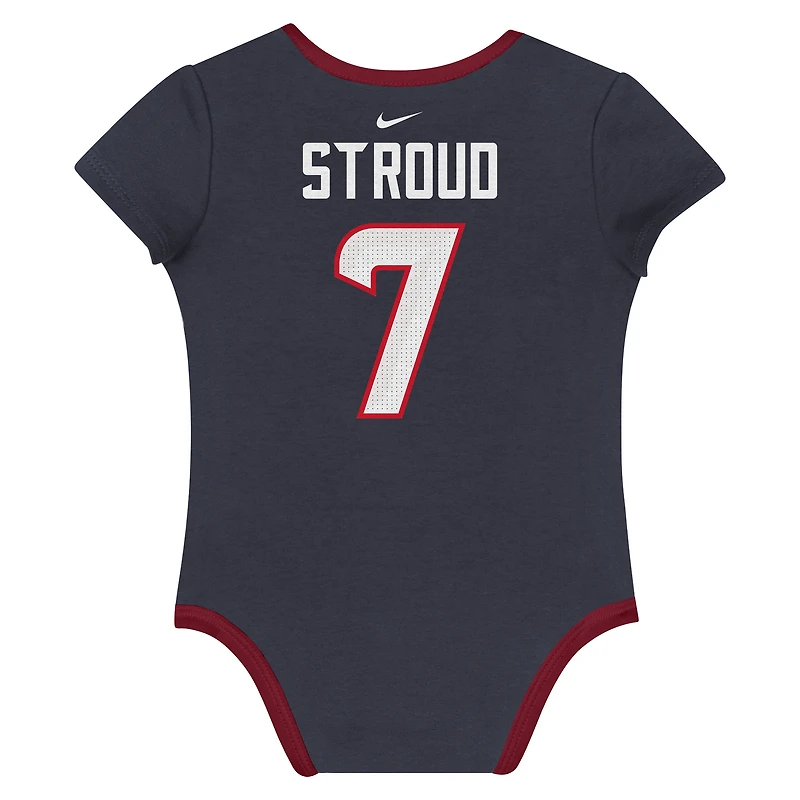 Newborn & Infant Nike C.J. Stroud Houston Texans Name Number 3-Pack Bodysuit Set