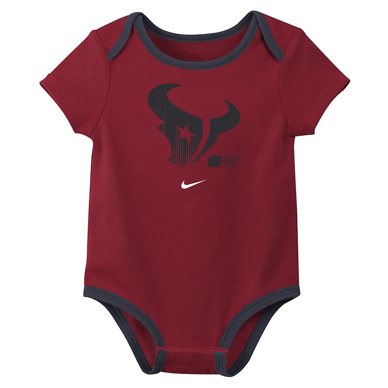Newborn & Infant Nike C.J. Stroud Houston Texans Name Number 3-Pack Bodysuit Set