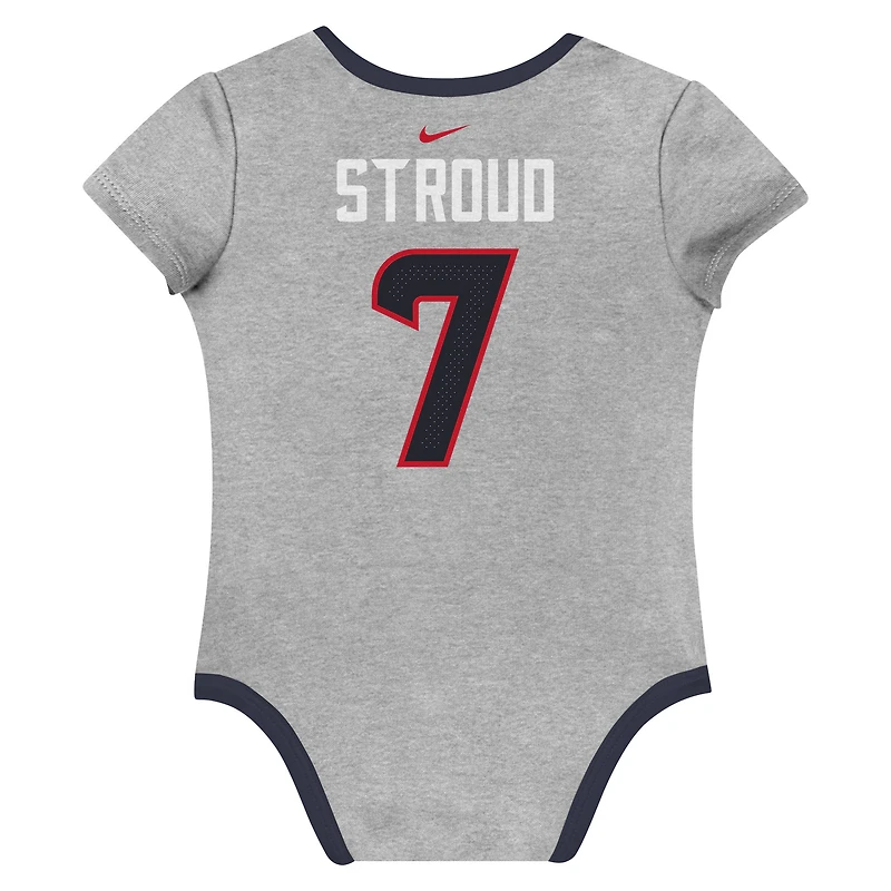 Newborn & Infant Nike C.J. Stroud Houston Texans Name Number 3-Pack Bodysuit Set