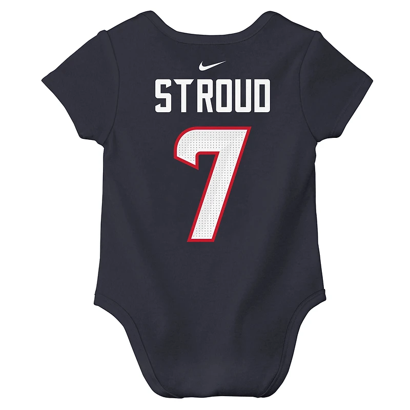Body Nike C.J. Stroud bleu marine avec nom et numéro du joueur des Houston Texans pour nouveau-né bébé