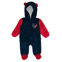 Grenouillère polaire à fermeture éclair intégrale pour nouveau-né et nourrisson, motif Houston Texans, bleu marine