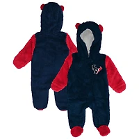 Grenouillère polaire à fermeture éclair intégrale pour nouveau-né et nourrisson, motif Houston Texans, bleu marine