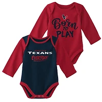 Ensemble de 2 bodys à manches longues pour nouveau-né et bébé Houston Texans rouge/marine