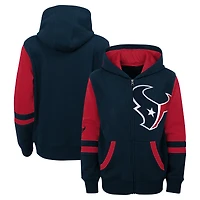 Sweat à capuche zippé bleu marine blocs de couleurs pour enfant d'âge préscolaire, motif stade des Houston Texans