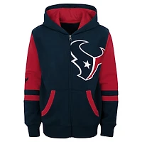 Sweat à capuche zippé bleu marine blocs de couleurs pour enfant d'âge préscolaire, motif stade des Houston Texans