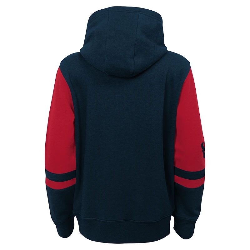 Sweat à capuche zippé bleu marine blocs de couleurs pour enfant d'âge préscolaire, motif stade des Houston Texans
