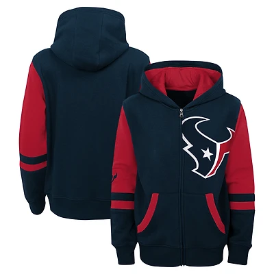 Sweat à capuche zippé bleu marine blocs de couleurs pour enfant d'âge préscolaire, motif stade des Houston Texans