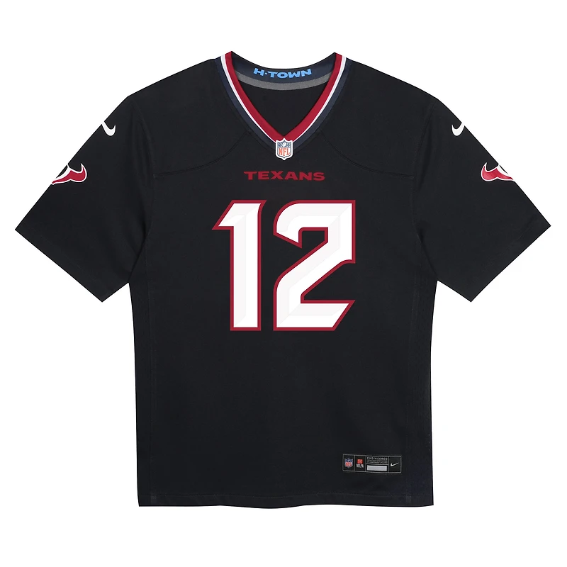 Maillot de jeu Nike bleu marine Nico Collins des Houston Texans pour enfant d'âge préscolaire
