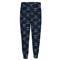 Ensemble de pyjama pour enfant Outerstuff Navy Houston Texans, t-shirt à manches longues et pantalon imprimé intégral
