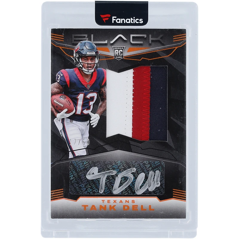 Carte de recrue autographiée de Tank Dell (Houston Texans) 2023 Panini Black Citrine Rookie Patch Tri-Color Relic Silver Ink #211 #17/50