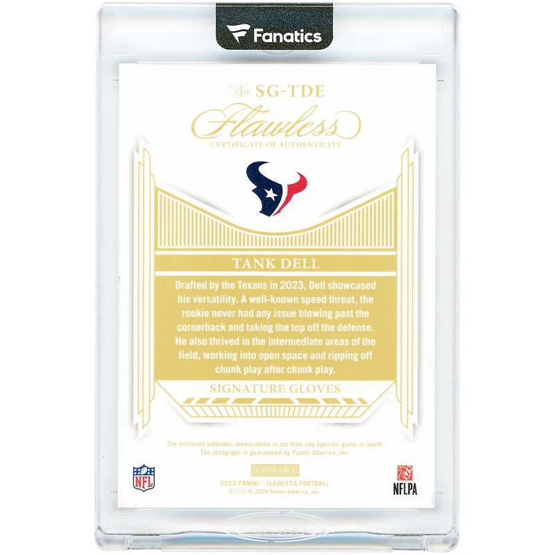 Tank Dell Houston Texans Autographed 2023 Panini Flawless Signature Gloves #SG-TDE #13/25 Rookie Card