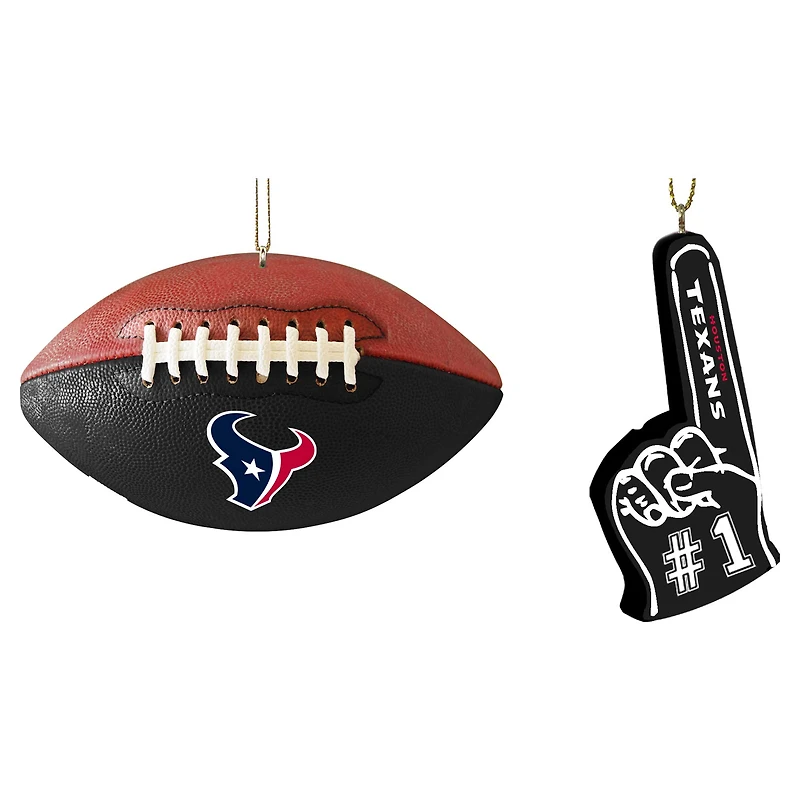 Ensemble de deux décorations de doigts en mousse et ballon de football des Houston Texans de The Memory Company