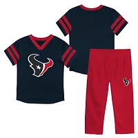 Toddler Outerstuff Navy/Red Houston Texans Red Zone V-Neck T-Shirt & Pants Set