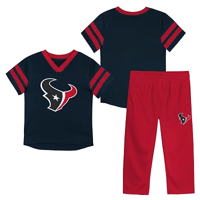 Toddler Outerstuff Navy/Red Houston Texans Red Zone V-Neck T-Shirt & Pants Set