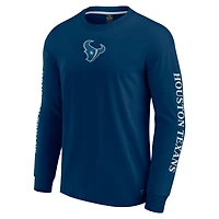 T-shirt unisexe à manches longues Fanatics bleu marine Houston Texans Elements Strive