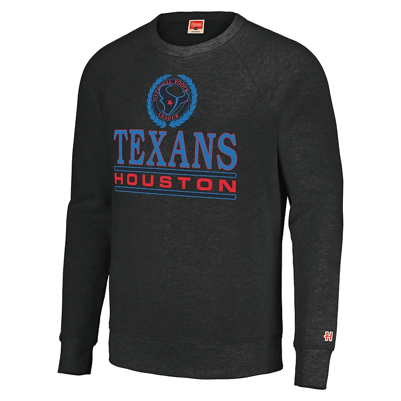 Unisex Homage  Charcoal Houston Texans Color Rush Crest Tri-Blend Pullover Sweatshirt