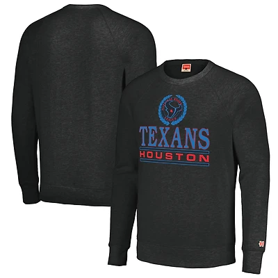 Unisex Homage Charcoal Houston Texans Color Rush Crest Tri-Blend Pullover Sweatshirt