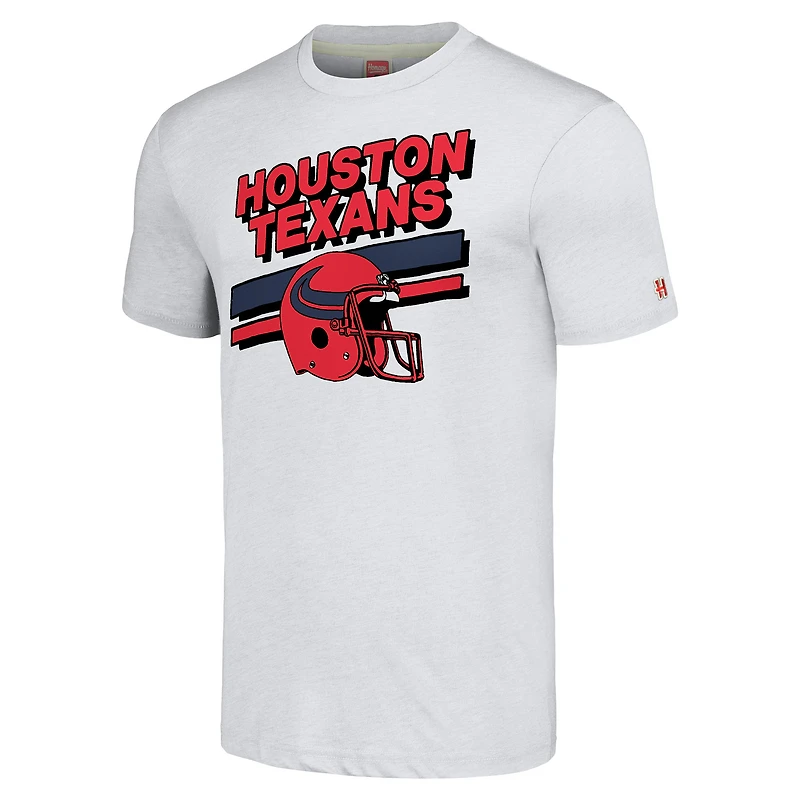 Unisex Homage  Gray Houston Texans Striped Tri-Blend T-Shirt
