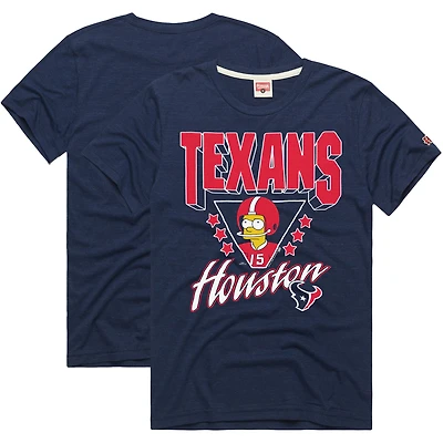 T-shirt unisexe bleu marine Homage x The Simpsons, motif tri-blend des Houston Texans