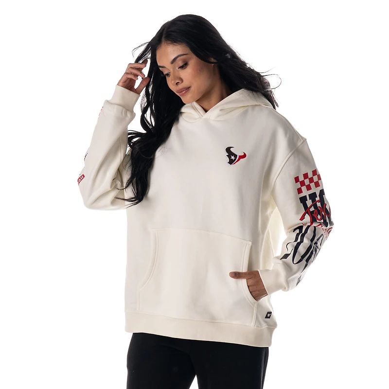 Unisex The Wild Collective  Cream Houston Texans Stacked Graphic Sleeve Fleece Hoodie