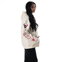Unisex The Wild Collective  Cream Houston Texans Stacked Graphic Sleeve Fleece Hoodie