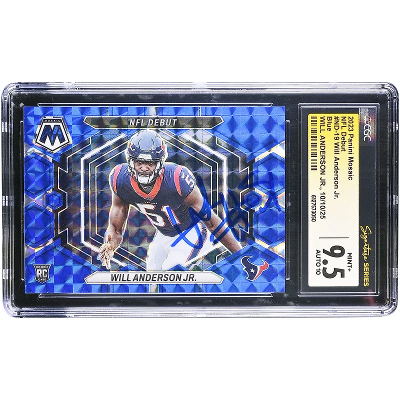 Will Anderson Jr. Houston Texans Autographed 2023 Panini Mosaic NFL Debut Mosaic Blue #ND-19 #/99 CGC Authenticated 9.5/10 Rookie Card