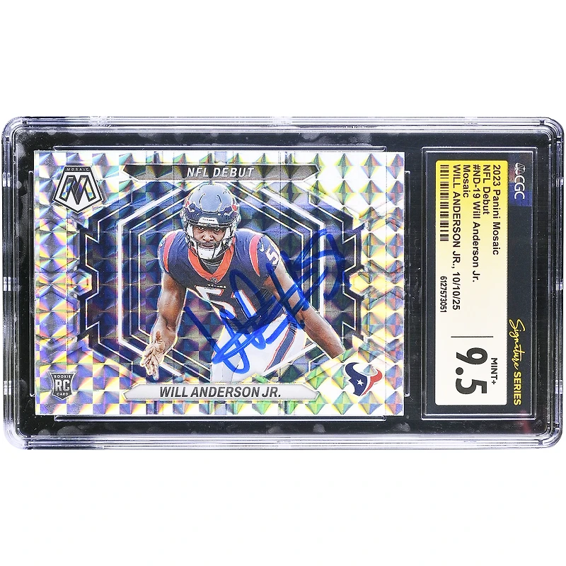 Carte de recrue autographiée de Will Anderson Jr. (Houston Texans) - Panini Mosaic NFL Debut Mosaic 2023 #ND-19 - Authentifiée CGC - État neuf (9,5)