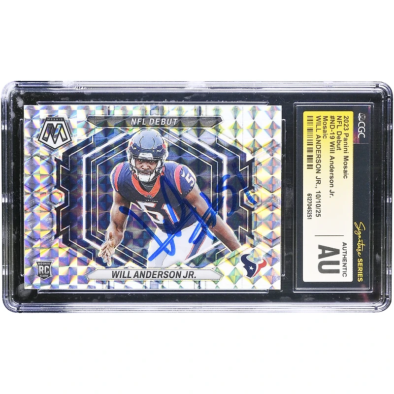 Will Anderson Jr. Houston Texans Autographed 2023 Panini Mosaic NFL Debut Mosaic #ND-19 CGC Fanatics Witnessed Authenticated Rookie Card