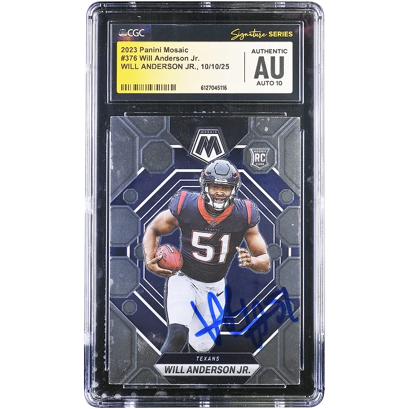 Will Anderson Jr. Houston Texans Autographed 2023 Panini Mosaic #376 CGC Fanatics Witnessed Authenticated Auto 10 Rookie Card