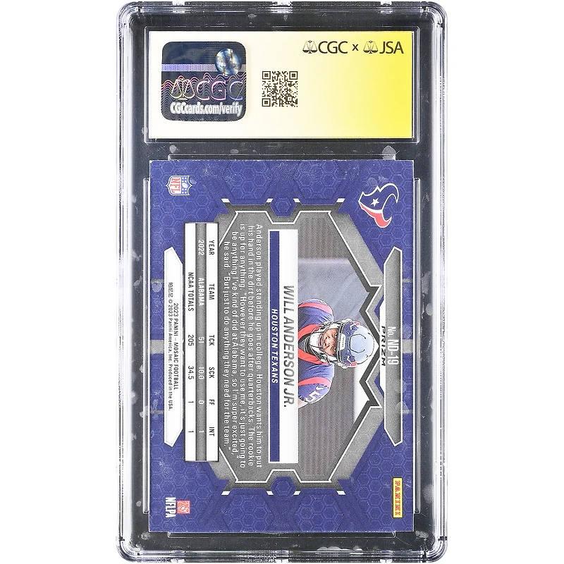 Will Anderson Jr. Houston Texans Autographed 2023 Panini Mosaic Reactive Yellow #ND-19 CGC Authenticated Rookie Card