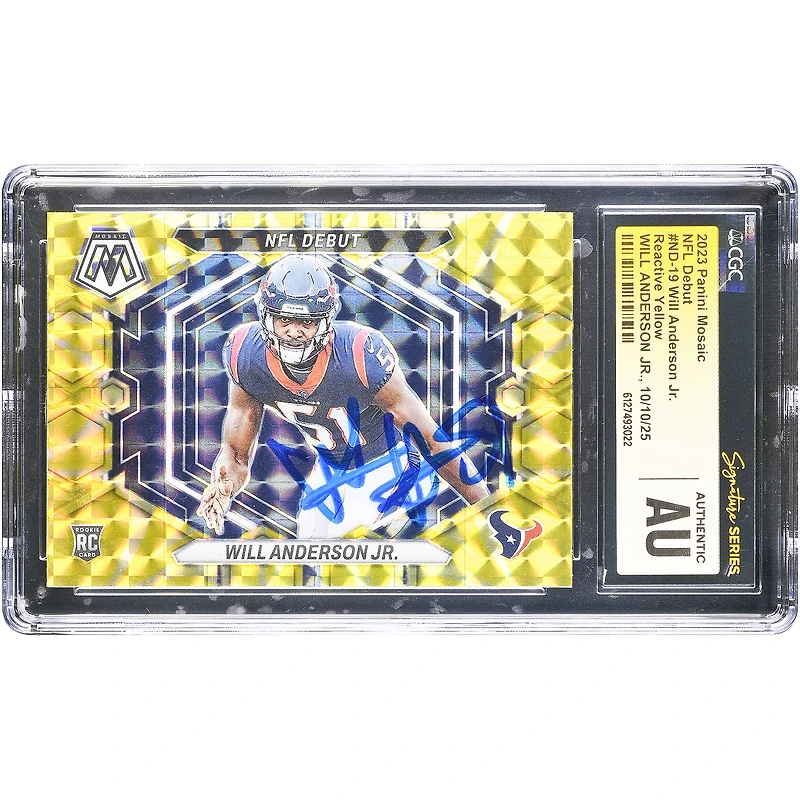 Will Anderson Jr. Houston Texans Autographed 2023 Panini Mosaic Reactive Yellow #ND-19 CGC Authenticated Rookie Card