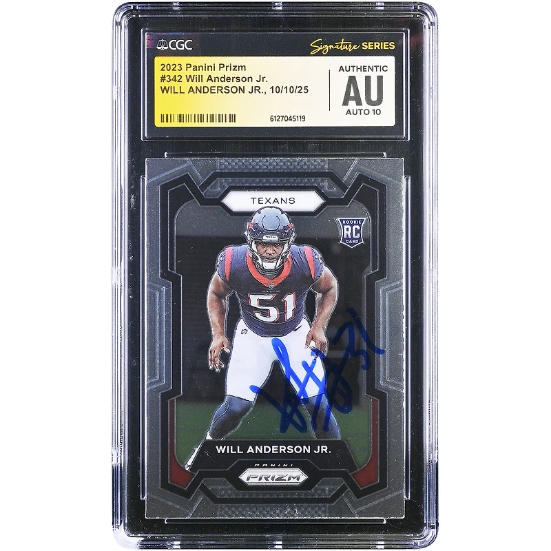 Will Anderson Jr. Houston Texans Autographed 2023 Panini Prizm #342 CGC Fanatics Witnessed Authenticated Auto 10 Rookie Card