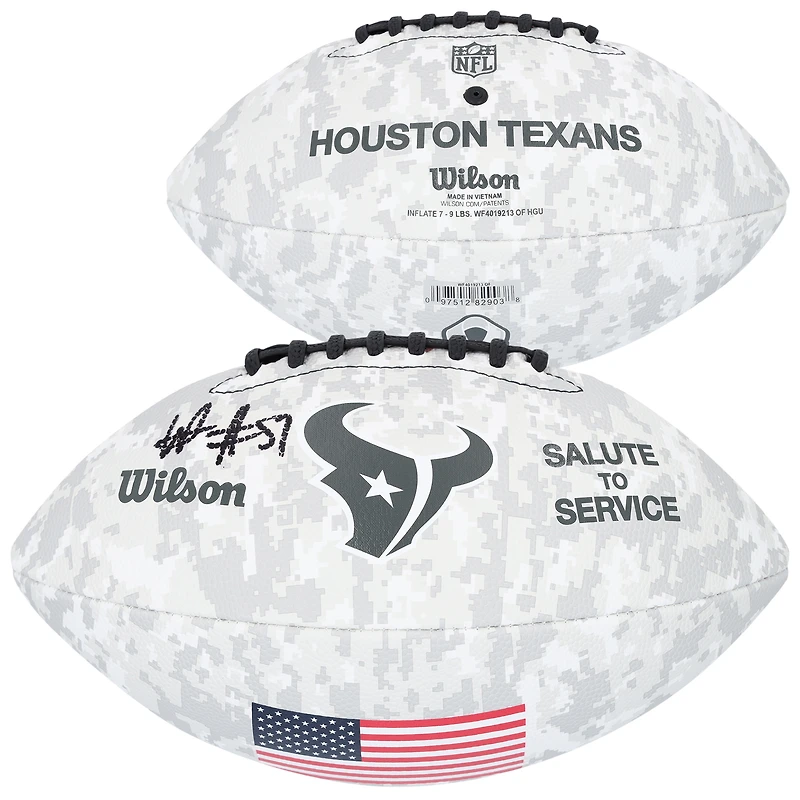 Will Anderson Jr. Houston Texans autographié 2024 Salute To Service Wilson Football