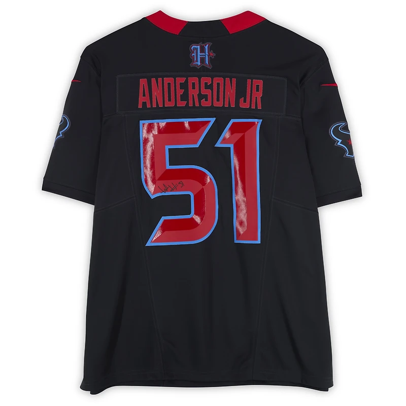 Maillot Nike Alternate Vapor F.U.S.E. bleu marine dédicacé par Will Anderson Jr. des Houston Texans