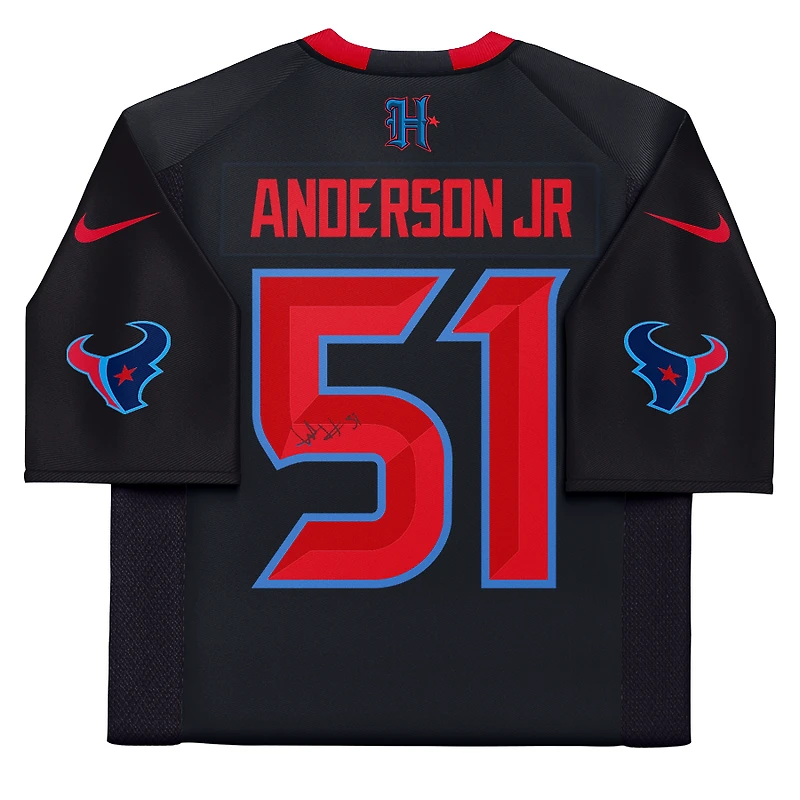 Maillot Nike Alternate Vapor F.U.S.E. bleu marine dédicacé par Will Anderson Jr. des Houston Texans