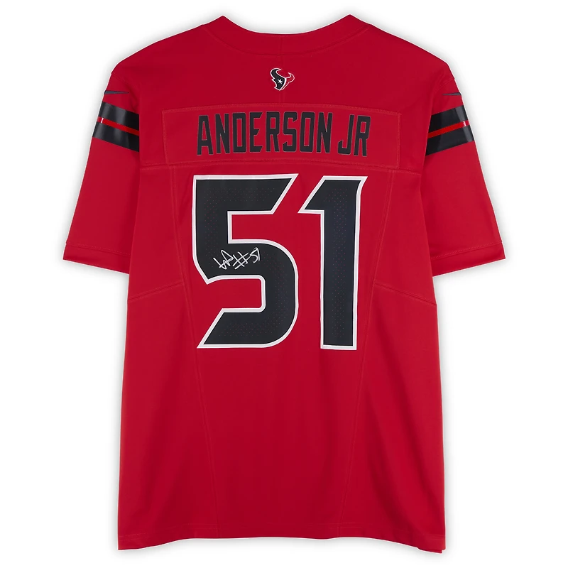 Maillot Nike Alternate Vapor F.U.S.E. rouge dédicacé par Will Anderson Jr. des Houston Texans