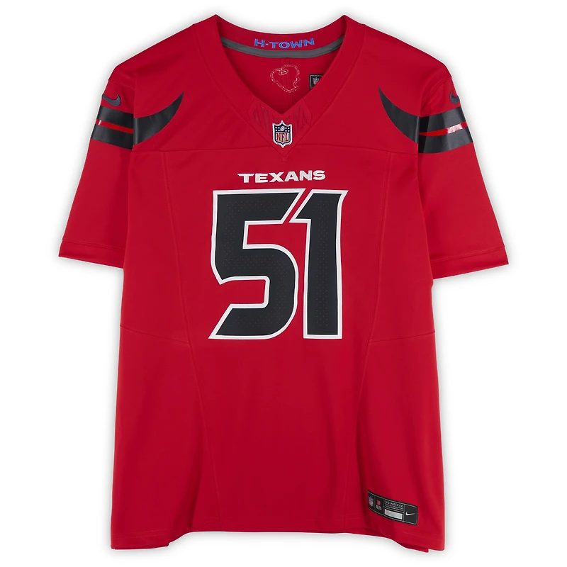 Maillot Nike Alternate Vapor F.U.S.E. rouge dédicacé par Will Anderson Jr. des Houston Texans
