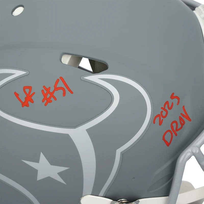 Casque Riddell Authentic 2024 Slate Speed ​​autographié par Will Anderson Jr., des Houston Texans, avec inscription « 2023 DROY ».